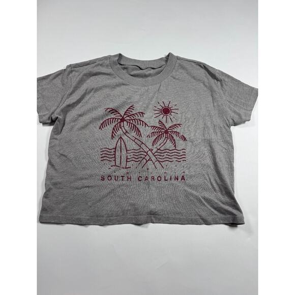 Unbranded Tops - Women’s Gray Crop T-Shirt South Carolina Graphic Tee Size Small Beach Casual Top